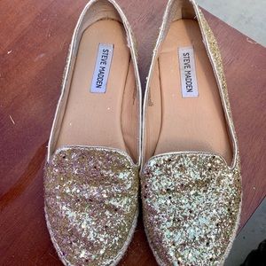 Steve Madden Espadrille gold glitter flats 😍❤️